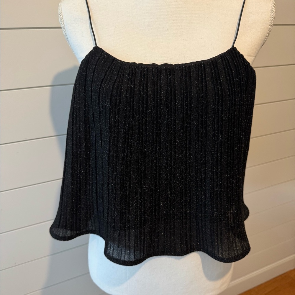 J.O.A. Black Pleated Camisole Top